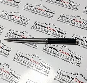 Ручка шариковая MC металлическая, поворотный механизм, метал. клип, серебристо/черный корпус